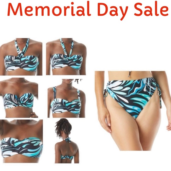 ☀️☀️☀️ Coco Reef CASSIS SWIRL 5 Way Styling Bikini Top w/Shirred Bikini Bottoms - Picture 1 of 16